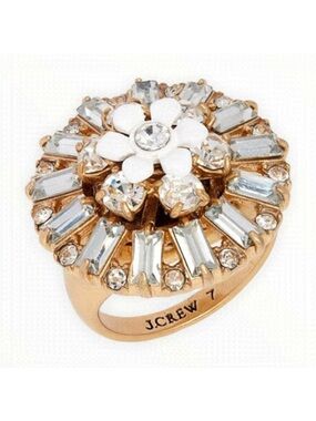 J. Crew Flower Crystal Statement Cocktail Ring‎ Size 8 Cubic Zirconia 1” Setting